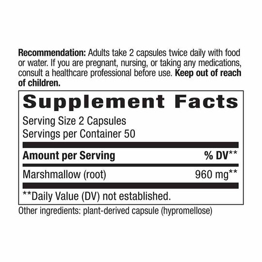 Marshmallow Root, 100 Veg Capsules, NWA