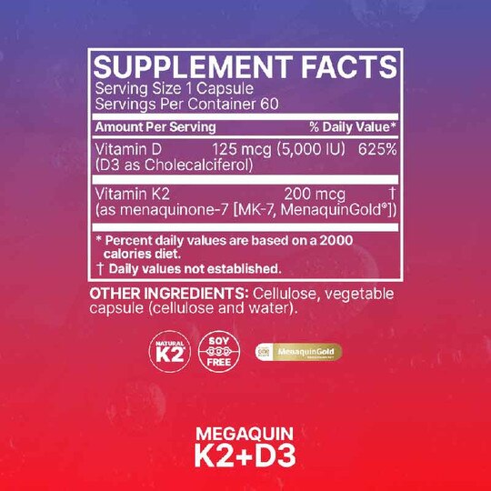 MegaQuin K2 + D3, 60 Capsules, MCBL