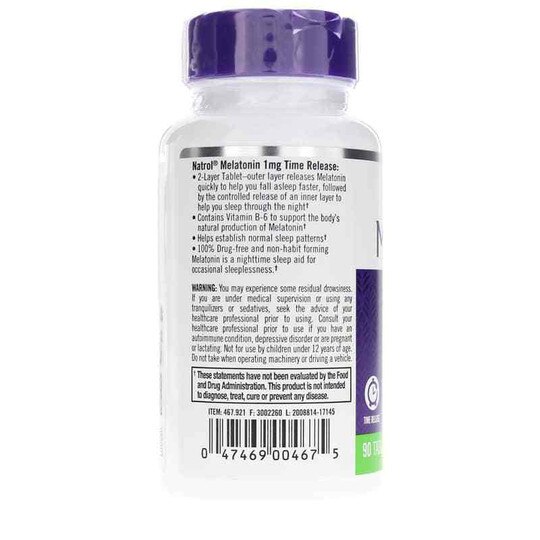 Melatonin 1 Mg Time Release, 90 Tablets, NTR