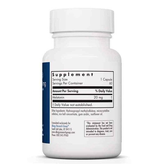 Melatonin 20 Mg, 60 Veg Capsules, ARG