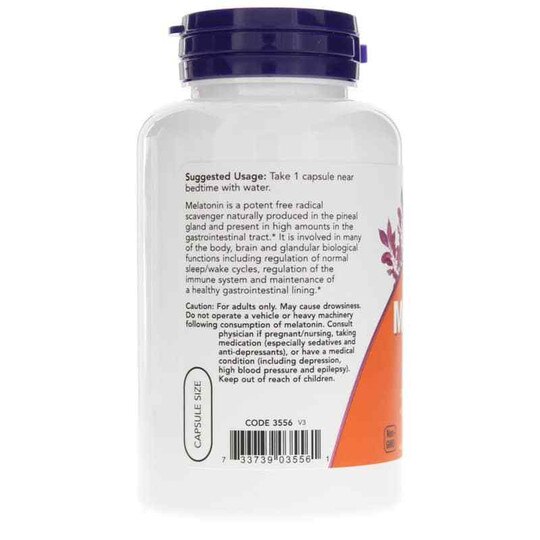 Melatonin 5 Mg, 180 Veg Capsules, NOW