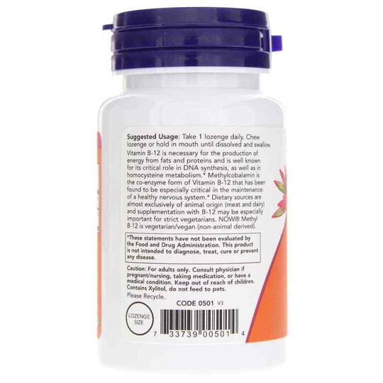 Methyl B-12 10,000 Mcg Extra Strength, 60 Lozenges, NOW