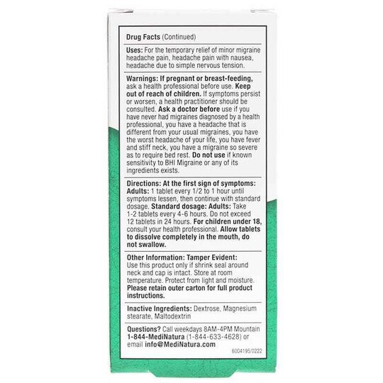 Migraine Headache Relief Tablets, 100 Tablets, BHI