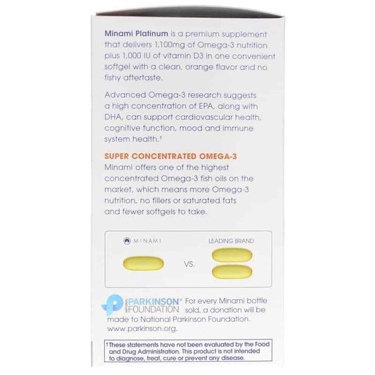 Minami Platinum Omega 3 Fish Oil D3 Orange 60 Softgels
