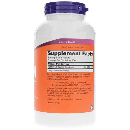 MSM Tablets 1500 Mg, 200 Tablets, NOW