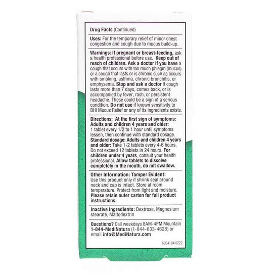 Mucus Relief Tablets, 100 Tablets, BHI
