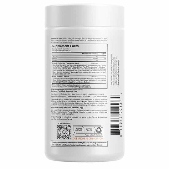 Multi Collagen Raw Greens, 180 Capsules, CDE