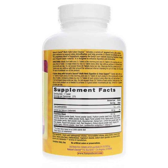 Multi-Herb Colon Cleanse Tablets, 275 Tablets, NSE