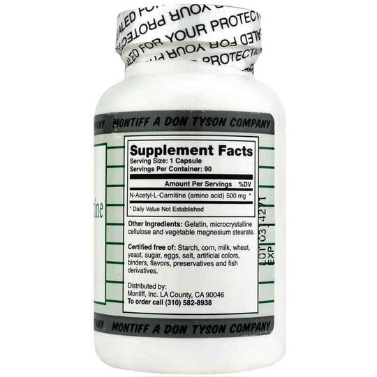 N-Acetyl-L-Carnitine 500 Mg, 90 Capsules, MNT