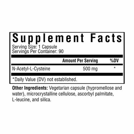 NAC N-Acetyl-L-Cysteine 500 Mg, 90 Veg Capsules, SKH