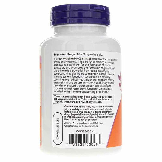 NAC Quercetin & Zinc, 90 Veg Capsules, NOW