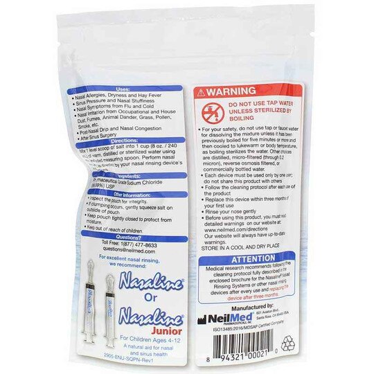 Nasaline Saline Solution Salt, 12 Oz, SQP