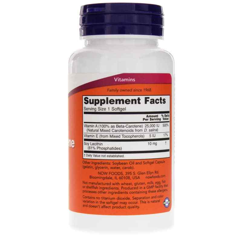 Natural BetaCarotene 25,000 IU, NOW Foods