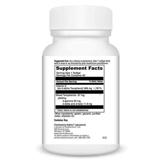 Natural Mixed Tocopherol E-400, 60 Softgels, DL