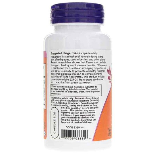 Natural Resveratrol 50 Mg, 60 Veg Capsules, NOW