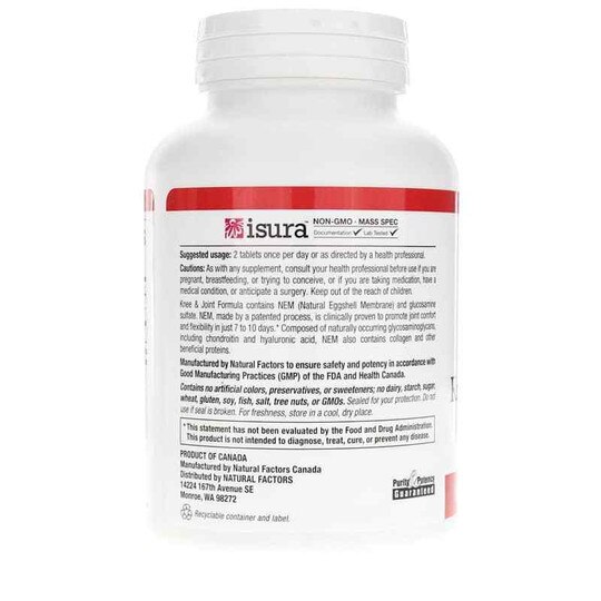 NEM Knee & Joint Formula with Glucosamine, Natural Factors