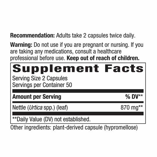 Nettle Leaf, 100 Veg Capsules, NWA
