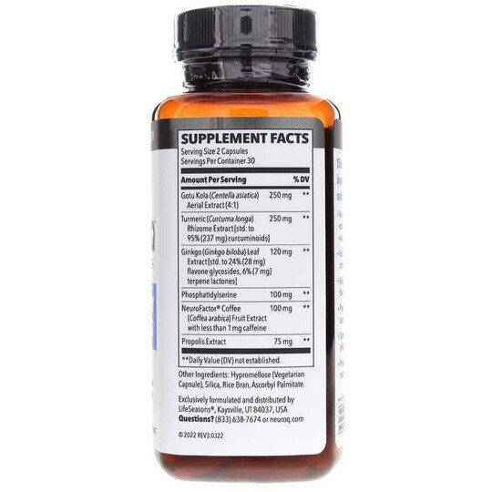 NeuroQ Brain Health Memory & Focus, 60 Veg Capsules, LSE