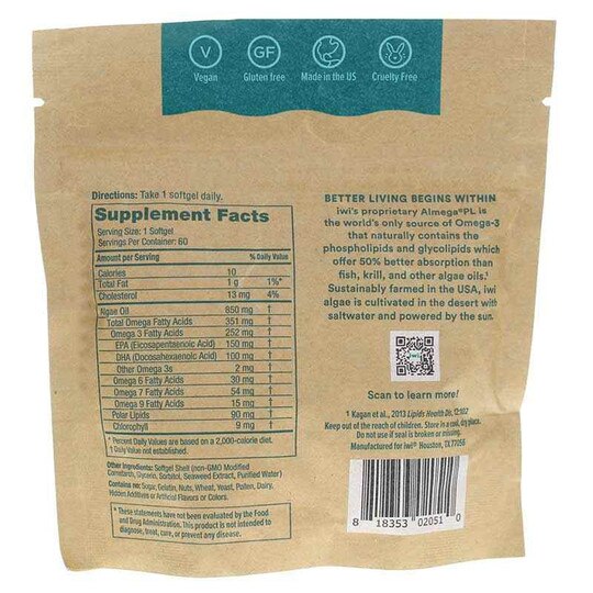 Omega-3 EPA + DHA Eco Pouch, 60 Softgels, IWI
