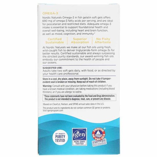 Omega3 Fish Gelatin Softgels, Nordic Naturals