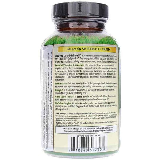 Only One Liquid-Gel Multi without Iron, 60 Liquid Softg, IRN