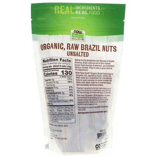 Organic Brazil Nuts Unsalted, 10 Oz, NOW