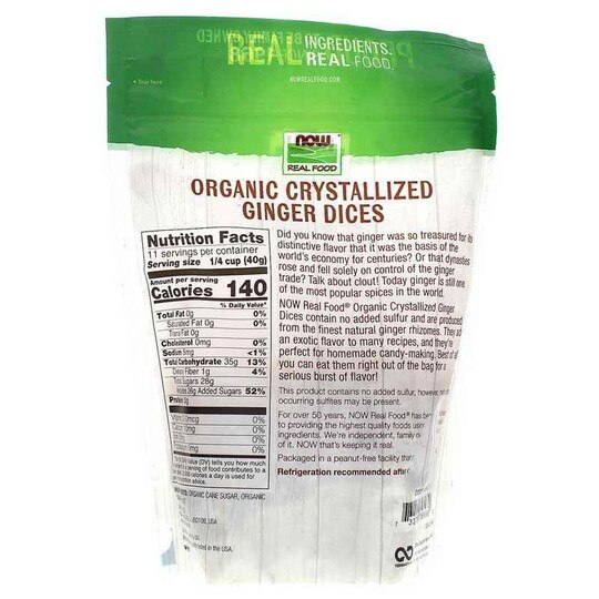 Organic Crystallized Ginger Dices, 16 Oz, NOW