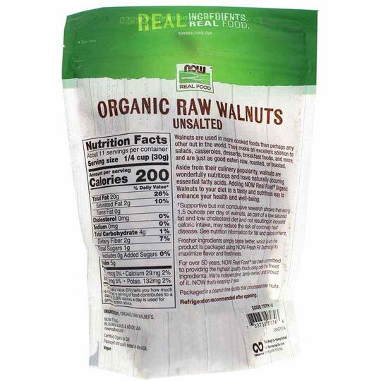 Organic Raw Walnuts Unsalted, 12 Oz, NOW