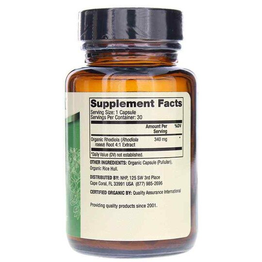 Organic Rhodiola Extract, 30 Capsules, DRM