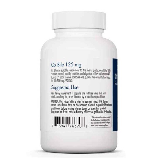Ox Bile 125 Mg, 180 Veg Capsules, ARG