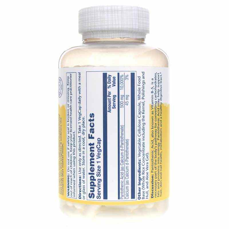 Pantothenic Acid 500 Mg, Solaray Pantothenic Acid 500 Mg, Solaray