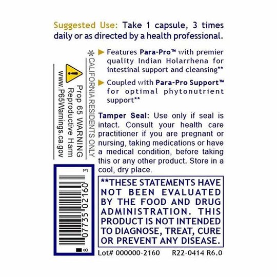 ParaStat Intestinal Support & Cleansing, 60 Veg Capsule, PRL