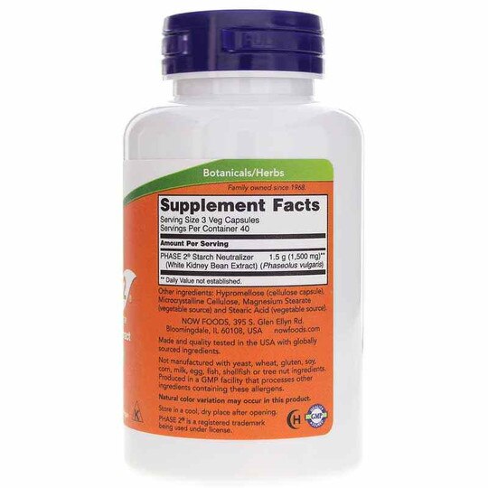 Phase 2 500 Mg, 120 Veg Capsules, NOW