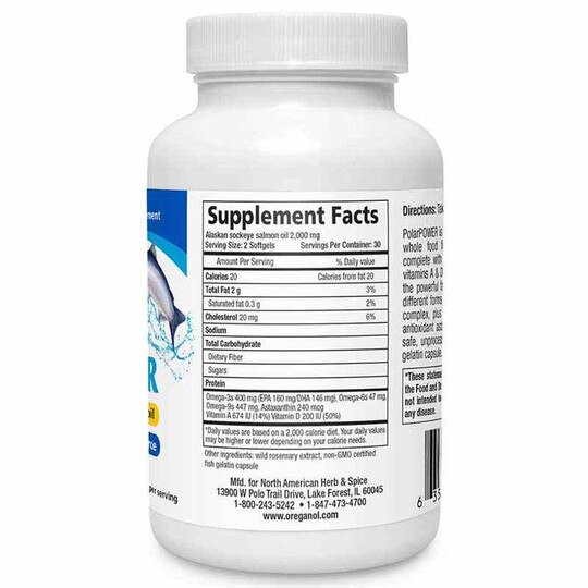 PolarPower Salmon Oil 1000 Mg, 60 Fish Oil Capsules, NAHS