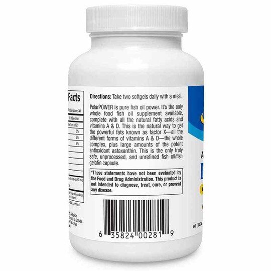 PolarPower Salmon Oil 1000 Mg, 60 Fish Oil Capsules, NAHS