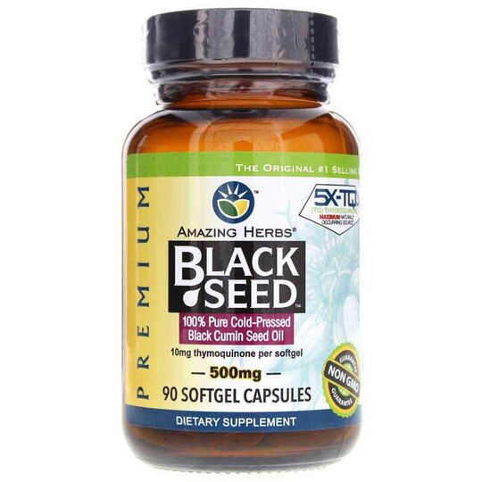 Premium Black Seed Oil - 100% Pure Cold-Pressed - 1,250 MG (60 Softgels) by  Amazing Herbs at the Vitamin Shoppe