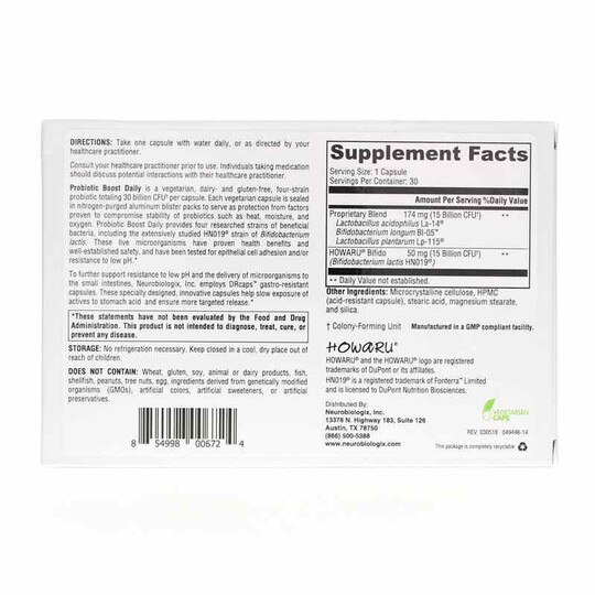 Probiotic Boost Daily 30 Billion CFU, 30 Veg Capsules, NBX