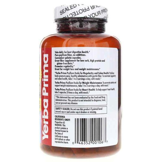 Psyllium Husks Caps, 180 Capsules, YPMA