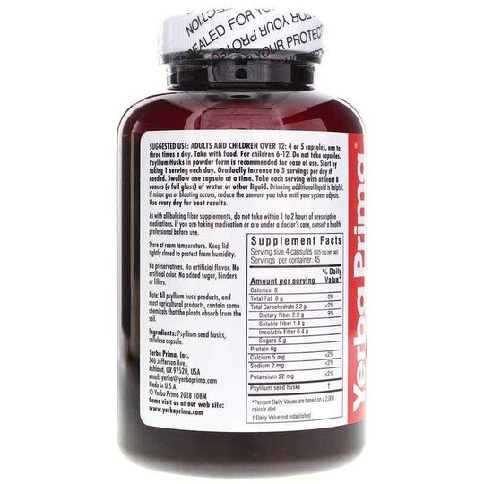 Psyllium Husks Veg Caps, 180 Capsules, YPMA