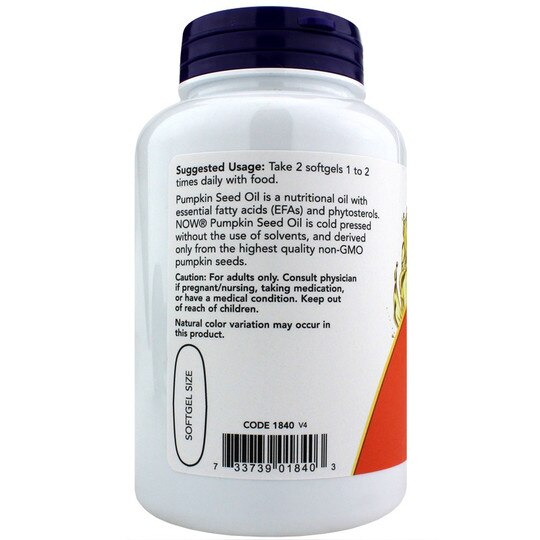 Pumpkin Seed Oil 1000 Mg, 100 Softgels, NOW