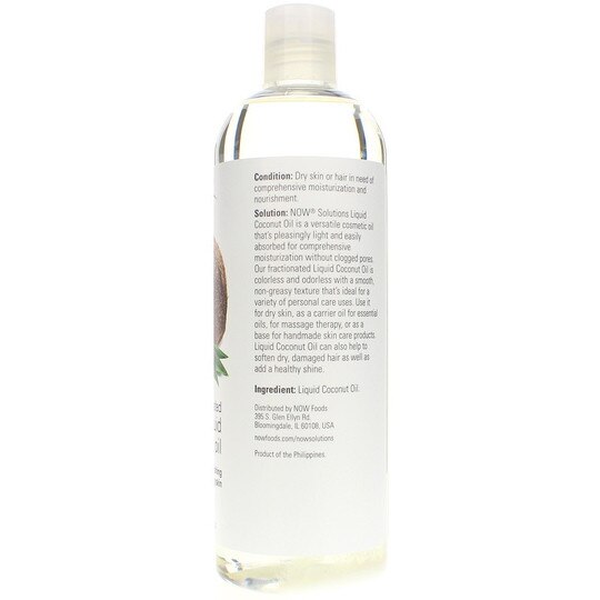 Pure Fractionated Liquid Coconut Oil, 16 Oz, NOW