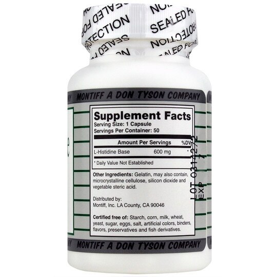 Pure L-Histidine 600 Mg, 50 Capsules, MNT