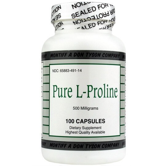 Pure L-Proline 500 Mg, 100 Capsules, MNT