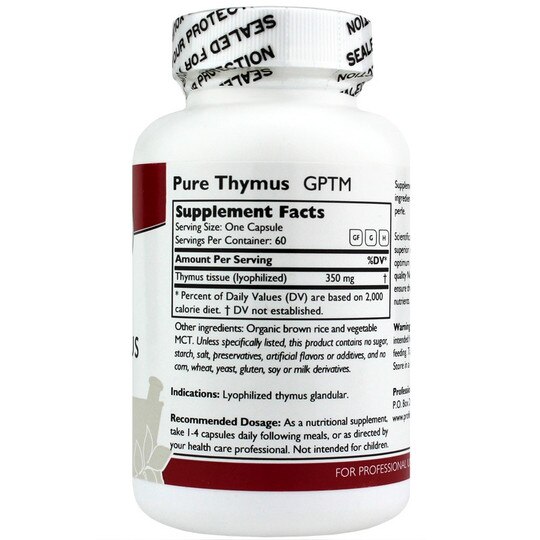 Pure Thymus Glandular Capsules, Professional Complementary Health Formulas