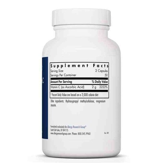 Pure Vitamin C Ascorbic Acid, 100 Veg Capsules, ARG