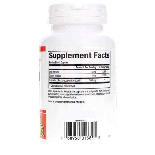 Quercetin 500 Mg with Zinc & Copper, 60 Veg Capsules, NF