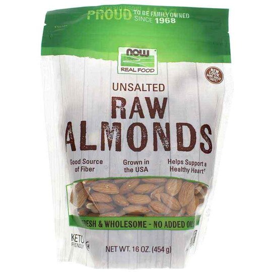 Raw Almonds Unsalted, 16 Oz, NOW