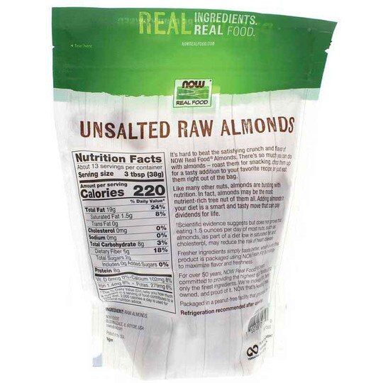 Raw Almonds Unsalted, 16 Oz, NOW
