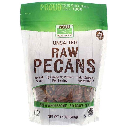 Raw Pecans Unsalted, 12 Oz, NOW
