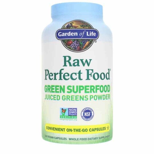 Raw Perfect Food Green Superfood Capsules, 240 Veg Caps, GOL